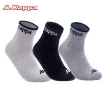 Kappa卡帕 男中筒透气字母运动休闲棉袜 3双装