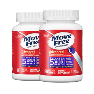 美国进口 Schiff MoveFree 舒眠氨糖软骨素 80粒*2瓶 含褪黑素助睡眠 288元99预售价