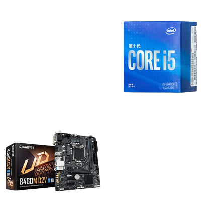Intel 英特尔 酷睿 i5 10400F CPU处理器 GIGABYTE 技嘉 B460M D2V 主板