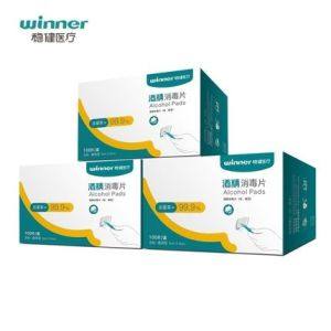 winner 稳健 一次性酒精棉片消毒棉片 100片*3盒