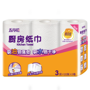 may flower 五月花 厨房用纸 3层120张*3卷 *3件