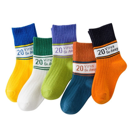 Luenco 儿童中筒袜 5双装