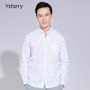 vstarry 长袖棉麻青年男士衬衫