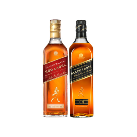 Johnnie Walker 尊尼获加黑方黑牌红方威士忌酒l组合 700m