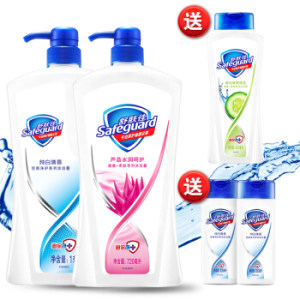 Safeguard 舒肤佳 沐浴露套装（纯白清香720ml+芦荟水润720ml送青瓜清爽400ml+纯白100ml*2）