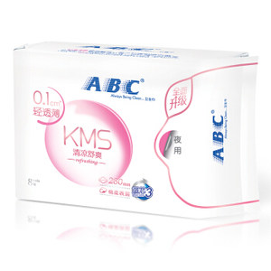 ABC KMS棉柔系列 夜用卫生巾 280mm 8片 *15件