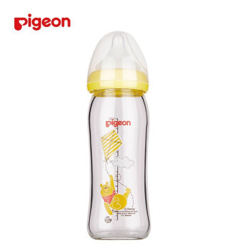 Pigeon 贝亲 迪士尼彩绘联名款 宽口径玻璃奶瓶 240ml 配M奶嘴