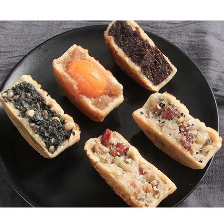 山食锦 广式月饼 100g*5 （五仁 蛋黄莲蓉 豆沙 黑芝麻 红枣花生）