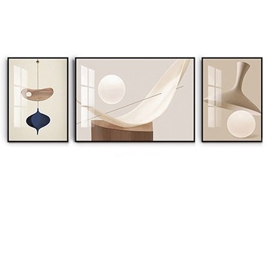 嘉恒艺 客厅装饰画组合 左右35*50cm 中间70*50cm 摩登黑