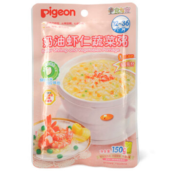 陪伴计划专享：Pigeon 贝亲 食与育系列 婴幼儿粥 奶油虾仁蔬菜味 80g