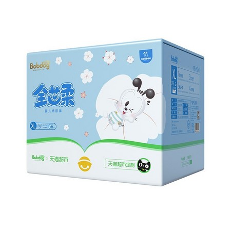 88VIP：BoBDoG 巴布豆 全芯柔 婴儿纸尿裤 XL56片