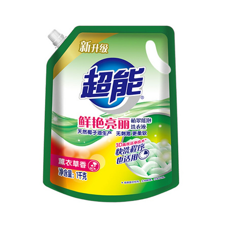 超能 植翠低泡系列 鲜艳亮丽洗衣液 1kg/袋 薰衣草香