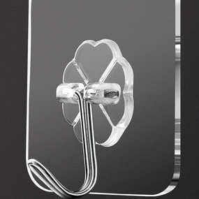 柏康 透明磨砂免打孔金属挂钩 10个装