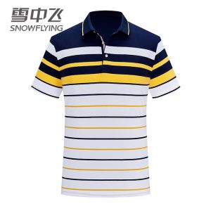 雪中飞 2021新款 全棉莫代尔条纹POLO衫 冰丝速干