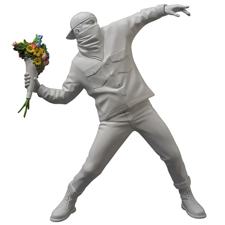 艺术品：HOWstore Banksy 掷花者 FLOWER BOMBER 雕塑摆件 高 36 cm 宝丽石