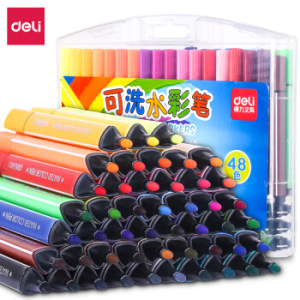 deli 得力 70660 可水洗水彩笔/粗三角杆 48支