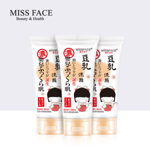 屈臣氏热卖 日本Missface 豆乳洗面奶2瓶 男女可用