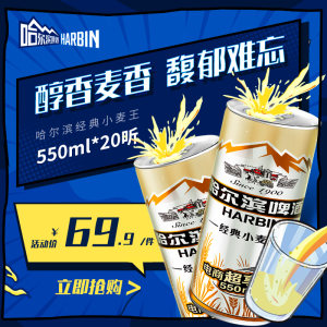 哈尔滨 经典小麦王啤酒 550ml*20听
