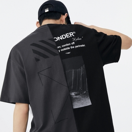 PEACEBIRD MEN 太平鸟 BWDAB2575 拼接短袖T恤