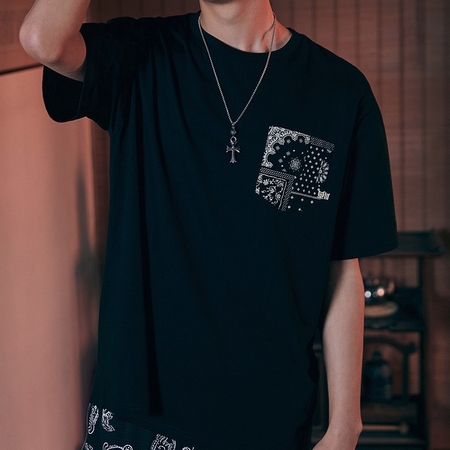 PEACEBIRD MEN 太平鸟风尚男装 BWDAB1510 男士圆领宽松腰果花T恤