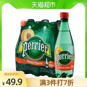 天猫超市 法国 Perrier无糖气泡水 桃子味 500ml*6瓶*4件