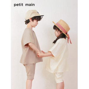 日本超高人气童装品牌 petit main 2021夏新款儿童短袖短裤二件套