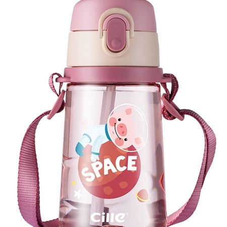 cille 希乐 可爱背带吸管杯 450ml