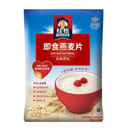 聚划算百亿补贴：QUAKER 桂格 即食燕麦片 袋装1000g