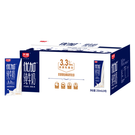 Bright 光明 优加纯牛奶 250ml*24盒