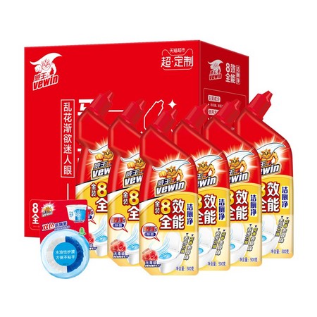 88VIP：vewin 威王 效洁洁厕剂 玫瑰花香 500g*6 赠 38g双色洁厕块