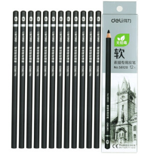 deli 得力 58120 美术素描炭笔 12支盒装
