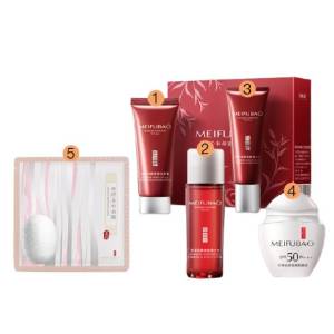 MEIFUBAO 美肤宝 驻颜防晒礼包（洁15ml+水20ml+乳20ml+50倍水薄防晒8ml+蚕丝面膜 1片）