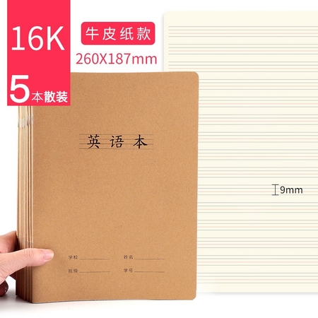 Maxleaf 玛丽 牛皮纸笔记本 A5/28页 5本装