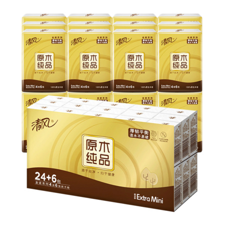 Breeze 清风 金装手帕纸4层6张30包（185mm*185mm）