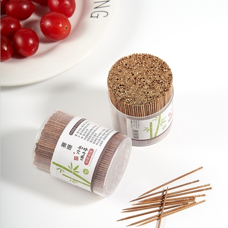 线橙 一次性家用单头竹制牙签 筒装800支