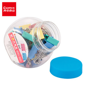 PLUS会员：Comix 齐心 B3696 彩色长尾夹子 40只罐装