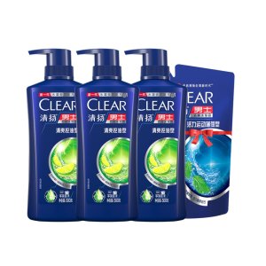 清扬 男士活力薄荷运动洗发水 500g*3瓶+200g