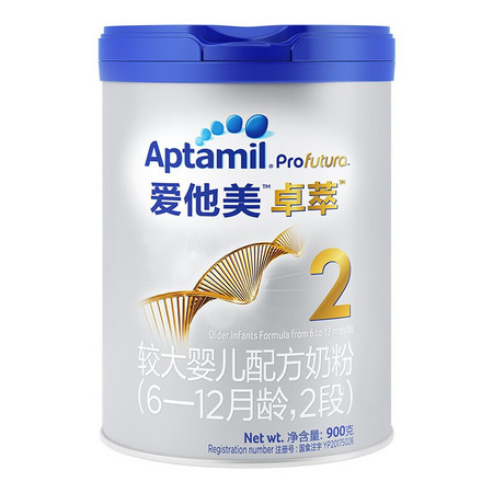 PLUS会员：Aptamil 爱他美 卓萃 较大婴儿配方奶粉 2段 900g*1罐