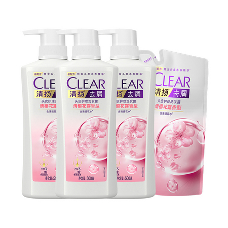 88VIP：CLEAR 清扬 净屑去油洗发水（500g*3+200g补充装+赠清扬发水500g）