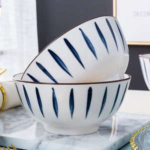 日式彩釉碗可微波炉餐具