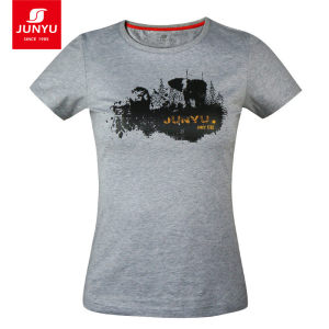 君羽 超柔长绒棉面料 女针织印花T恤
