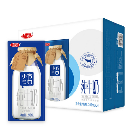 88VIP：SANYUAN 三元 小方白纯牛奶 200ml*24盒