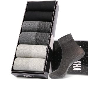 浪莎 100%纯棉网眼透气 中筒袜 6双