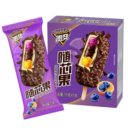 MENGNIU 蒙牛 随变随芯果蓝莓橙子口味雪糕 75g*5支