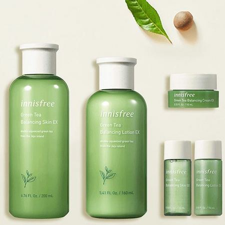 innisfree 悦诗风吟 绿茶水乳套装（水200ml+15ml+乳液160ml+15ml+面霜10ml）