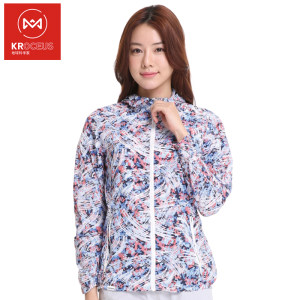 地球科学家 女 防风防晒防泼水 印花皮肤风衣