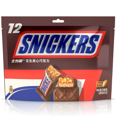 PLUS会员：SNICKERS 士力架 花生夹心巧克力 240g