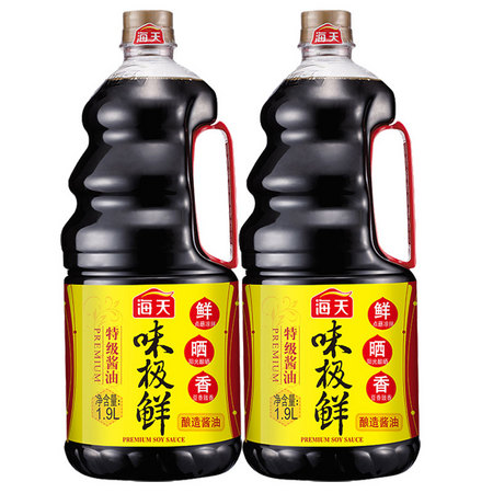 海天 味极鲜酱油 调味品 1.9L *2瓶
