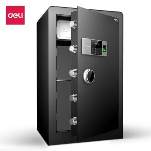 deli 得力 铂雅系列 27117 指纹密码双保险保管箱 曜岩黑