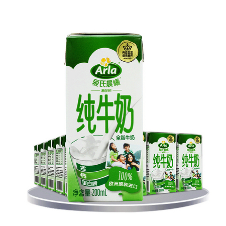 88VIP：Arla 爱氏晨曦 全脂纯牛奶 200ml*24